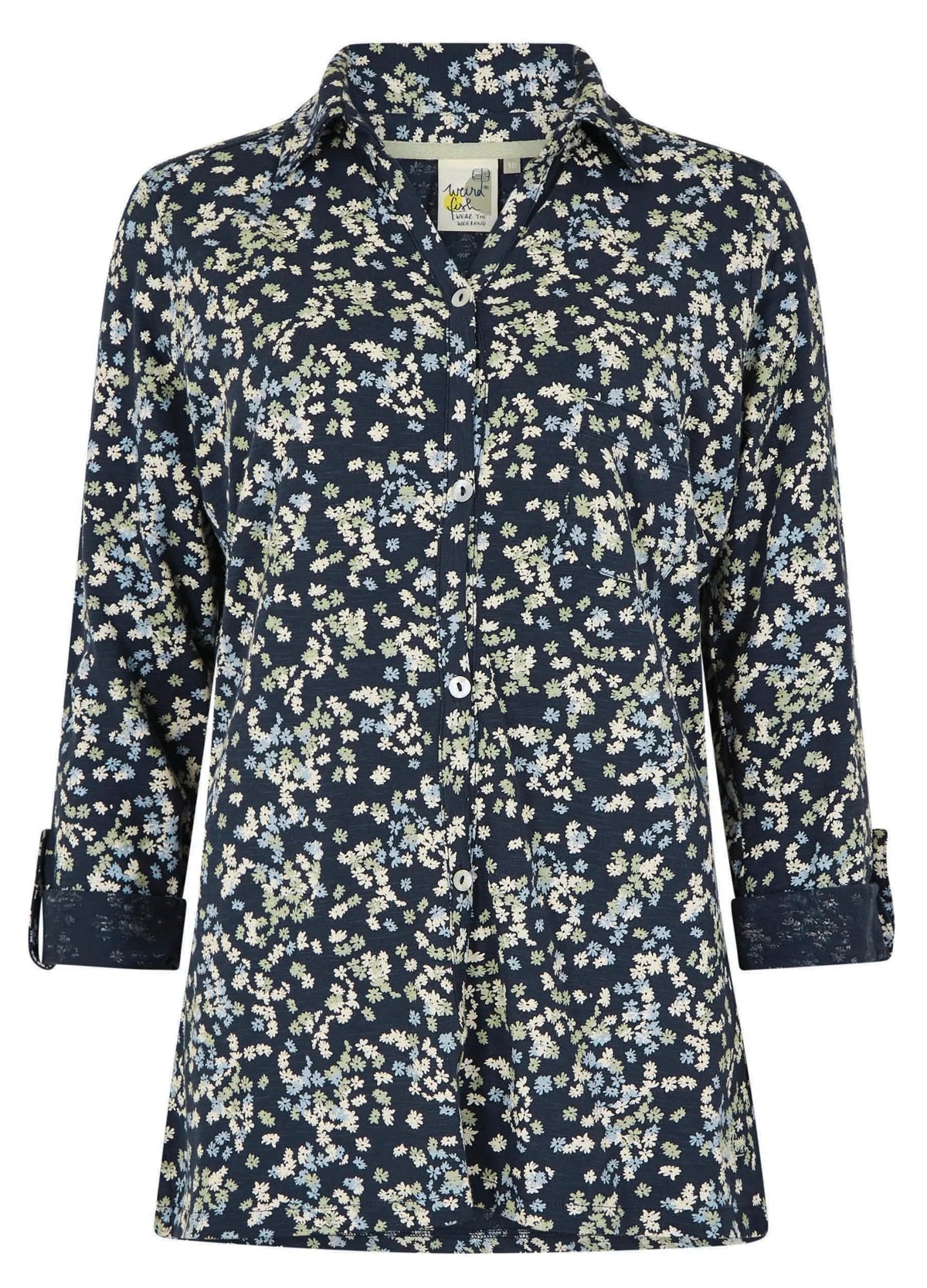 Weird Fish Womens Ginny Printed Jersey Shirt - Ink