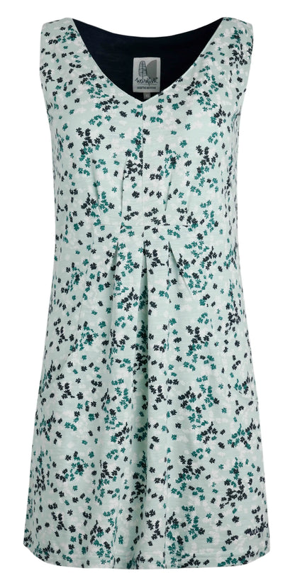 Mint Green with a ditsy floral print women's sleeveless Indus tunic from Weird Fish.