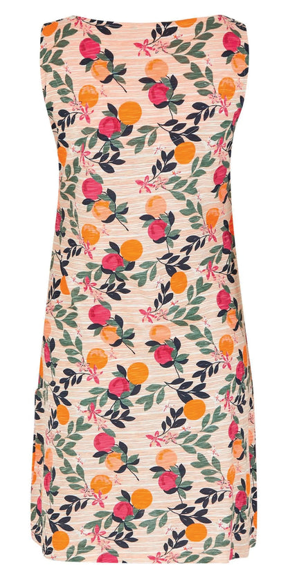 Cantaloupe fruit and leaf print women's sleeveless Indus tunic from Weird Fish.