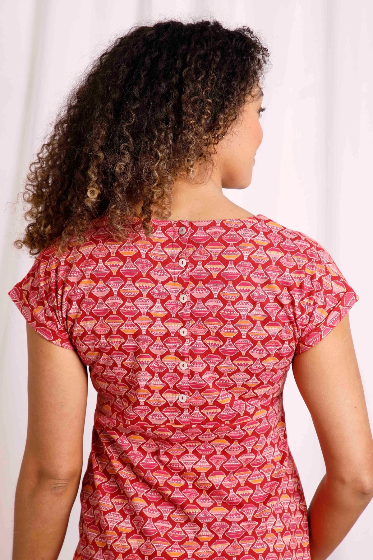Weird Fish Womens Tallahassee Printed Jersey Dress - Barberry Red