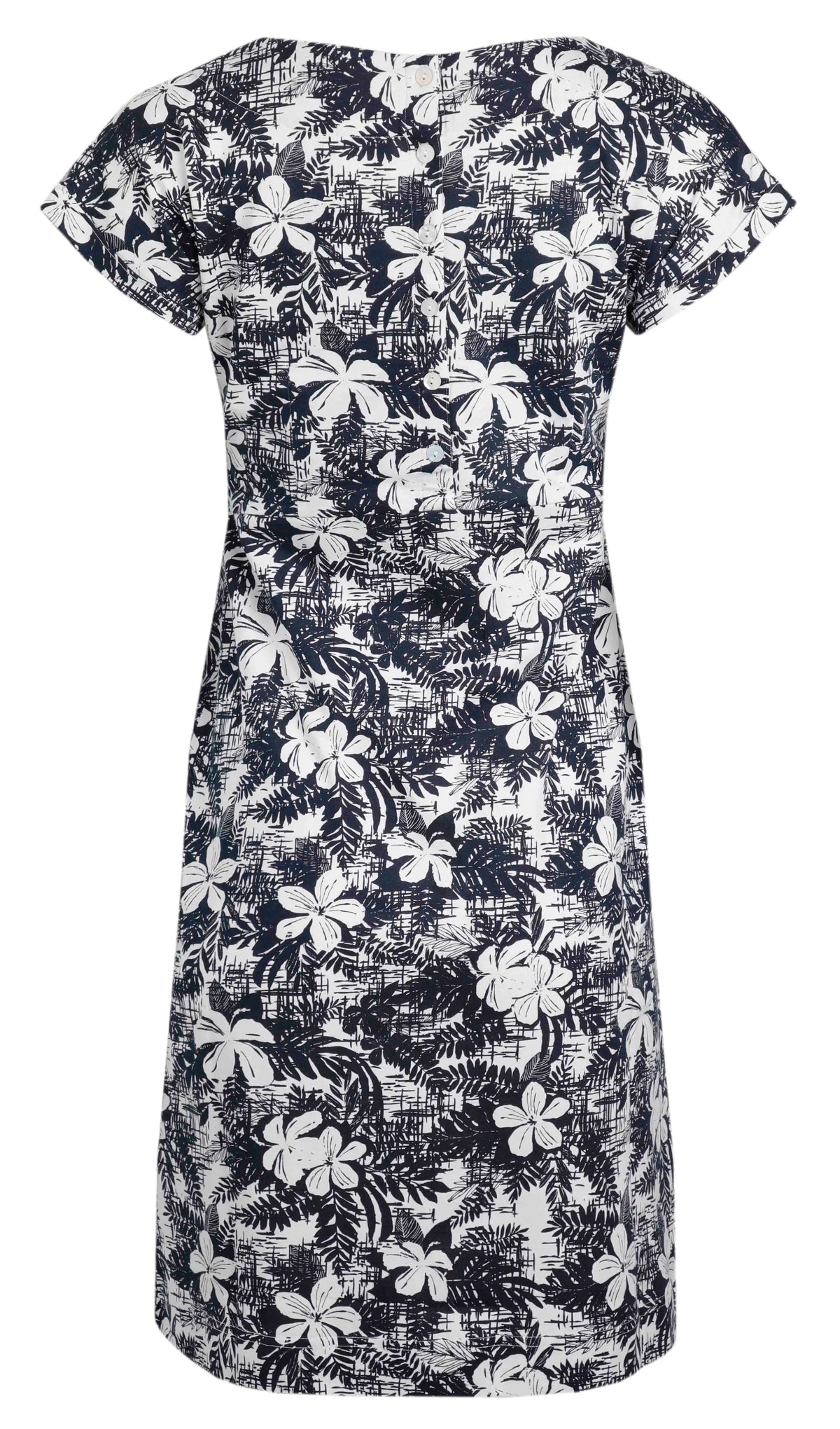 Dark Denim Blue with a White floral print Tallahassee women's dress from Weird Fish.