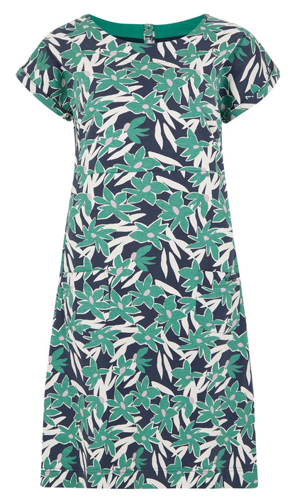 Short sleeve women's Tallahassee dress from Weird Fish in a Dark Jade Green floral pattern.