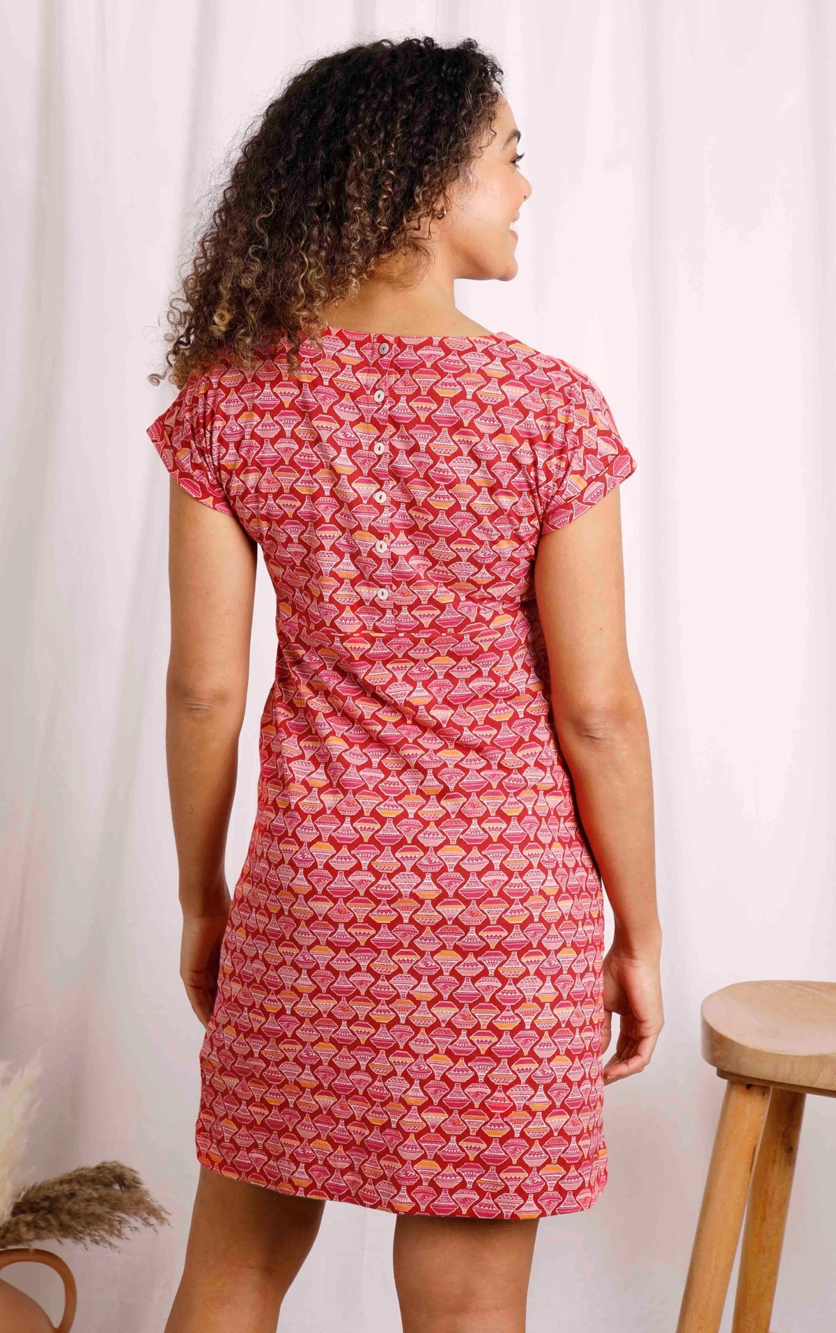 Weird Fish Womens Tallahassee Printed Jersey Dress - Barberry Red