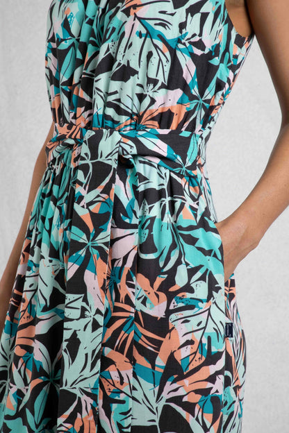 Weird Fish Womens Nalani Viscose Printed Jumpsuit - Aqua Blue