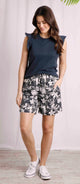 Weird Fish Womens Sundance Viscose Printed Shorts Dark Denim Blue