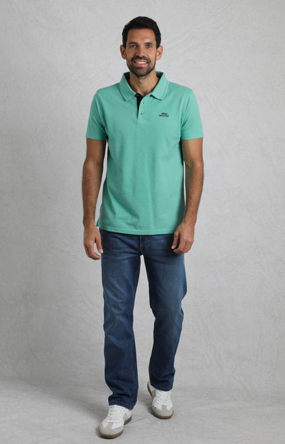 Weird Fish Mens Miles Pique Polo Shirt - Aqua Marine