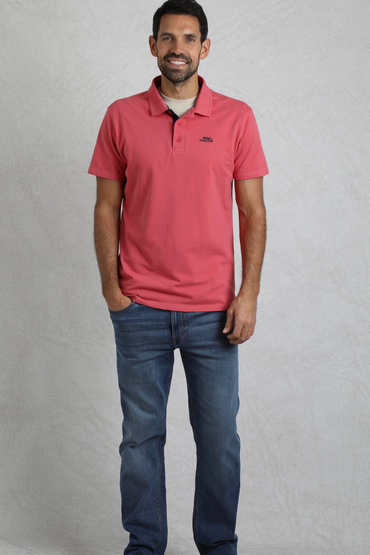 Weird Fish Mens Miles Pique Polo Shirt - Dark Pink