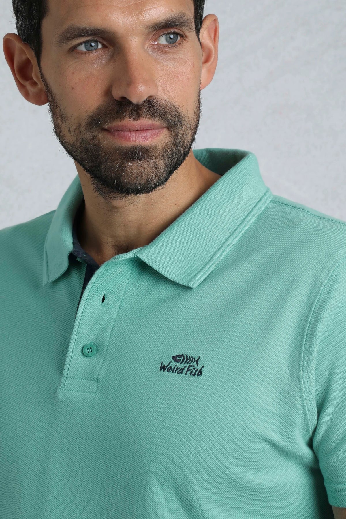 Weird Fish Mens Miles Pique Polo Shirt - Aqua Marine