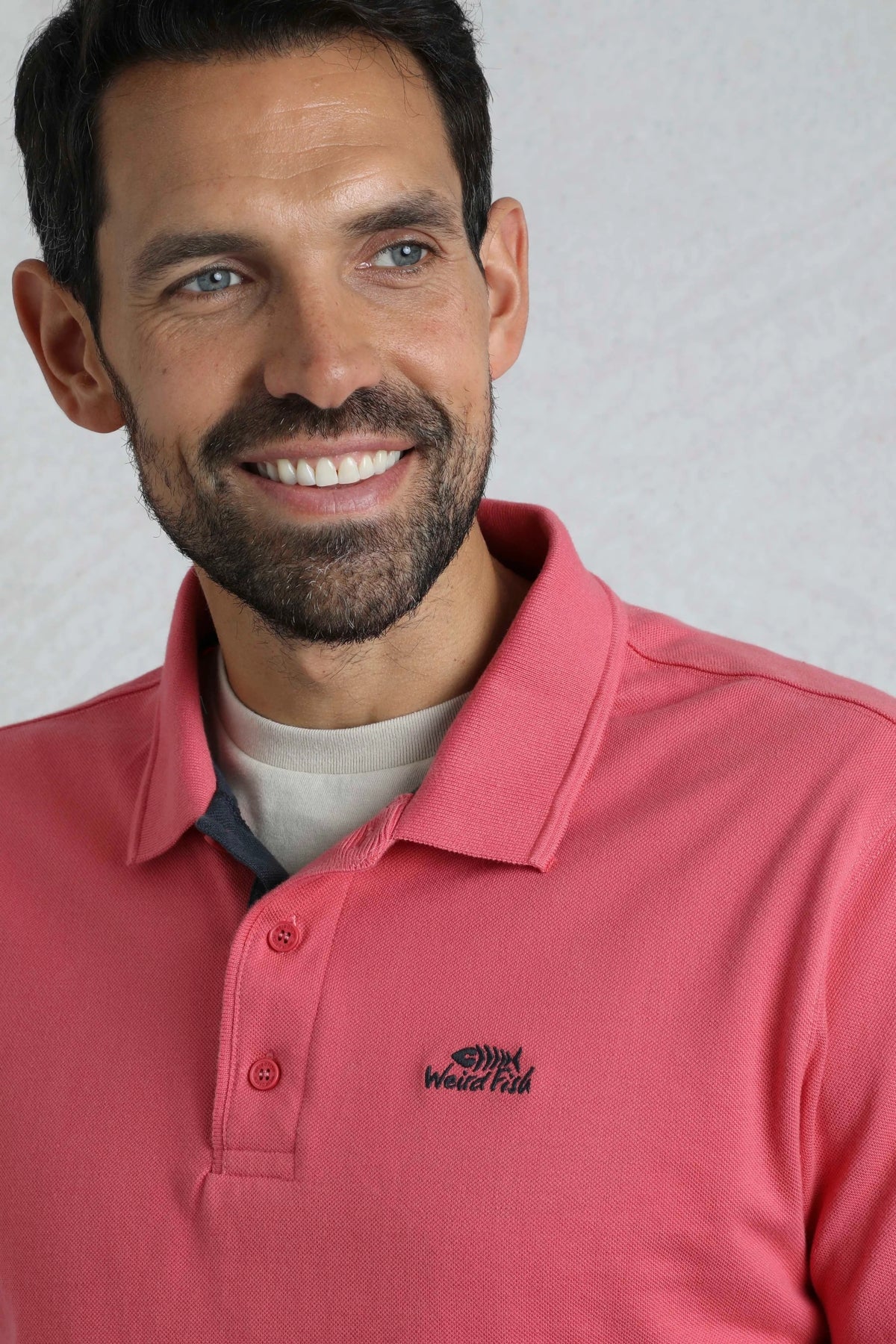 Weird Fish Mens Miles Pique Polo Shirt - Dark Pink
