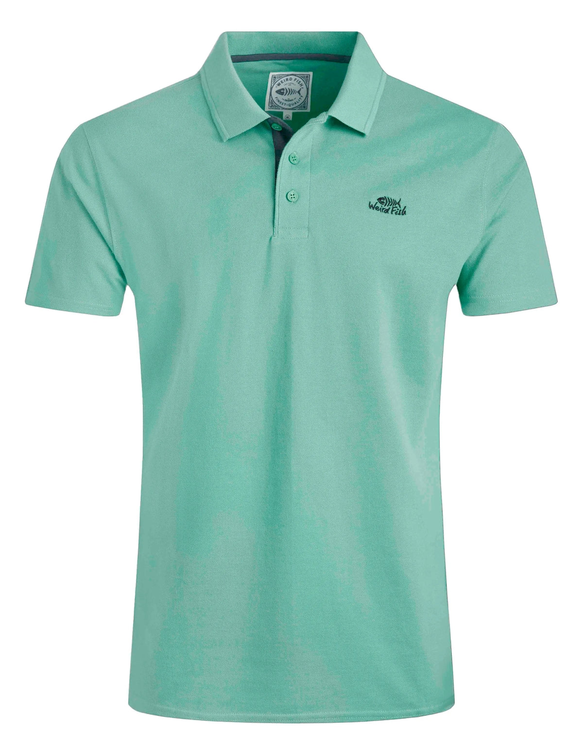 Weird Fish Mens Miles Pique Polo Shirt - Aqua Marine