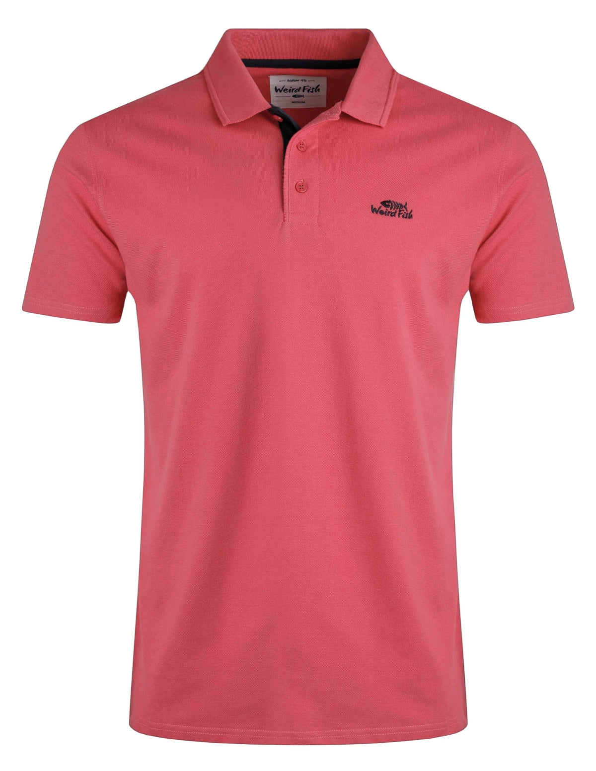 Weird Fish Mens Miles Pique Polo Shirt - Dark Pink