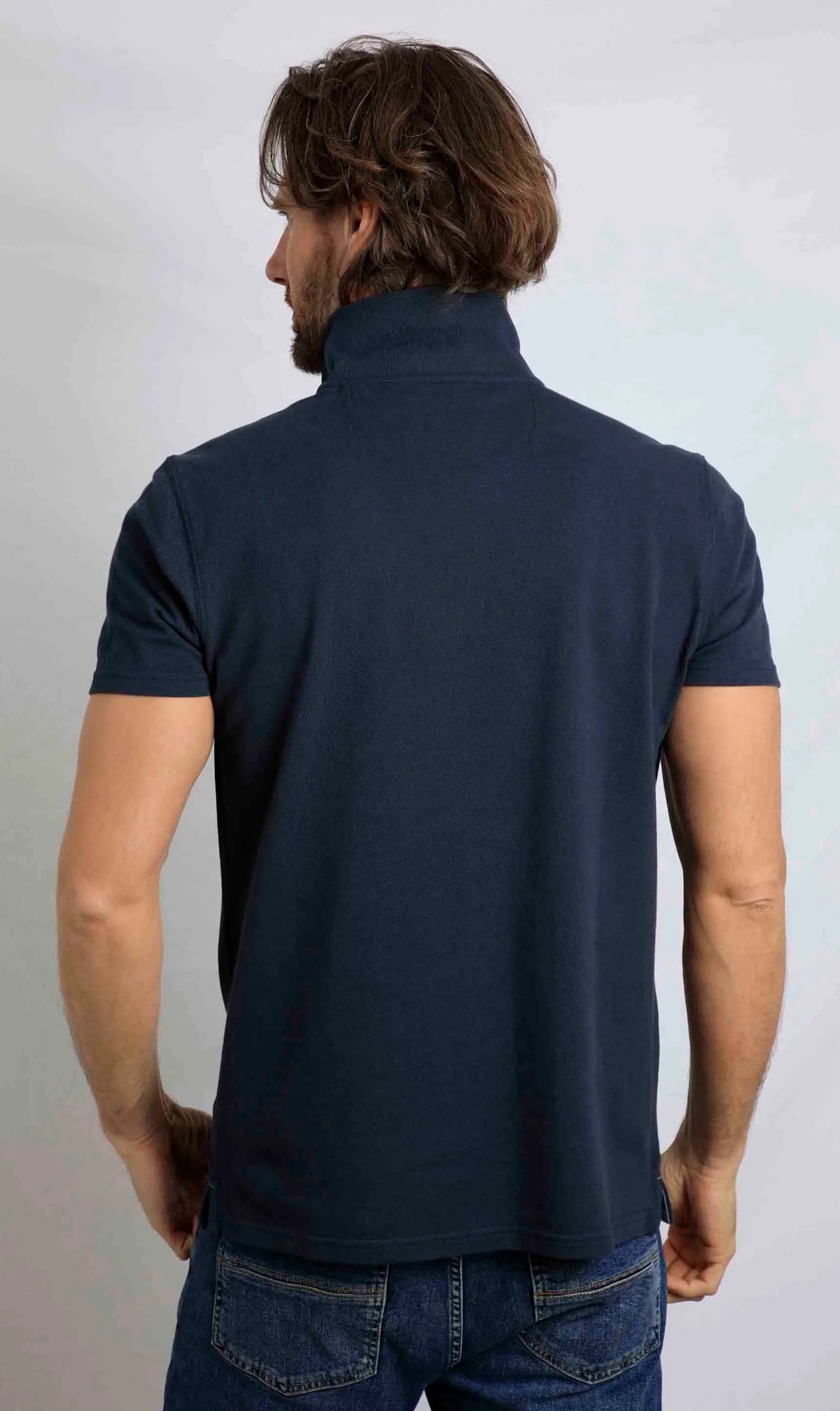 Miles Pique short sleeve Miles polo shirt from Weird Fish in Navy.