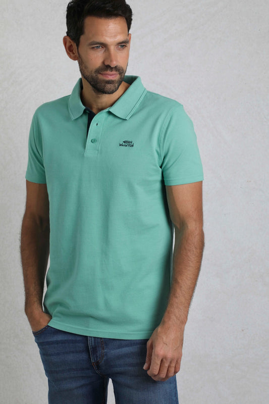 Weird Fish Mens Miles Pique Polo Shirt - Aqua Marine