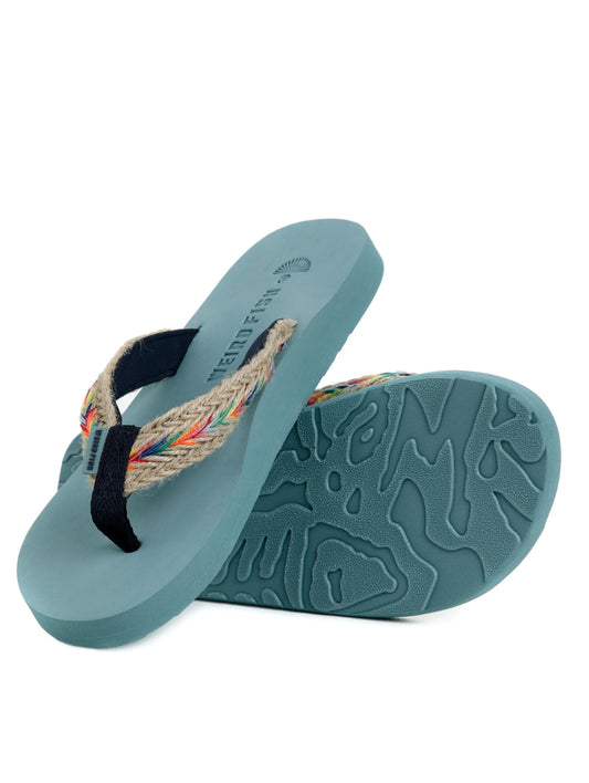 Weird Fish Womens Adila Braided Flip Flops - Mineral Blue