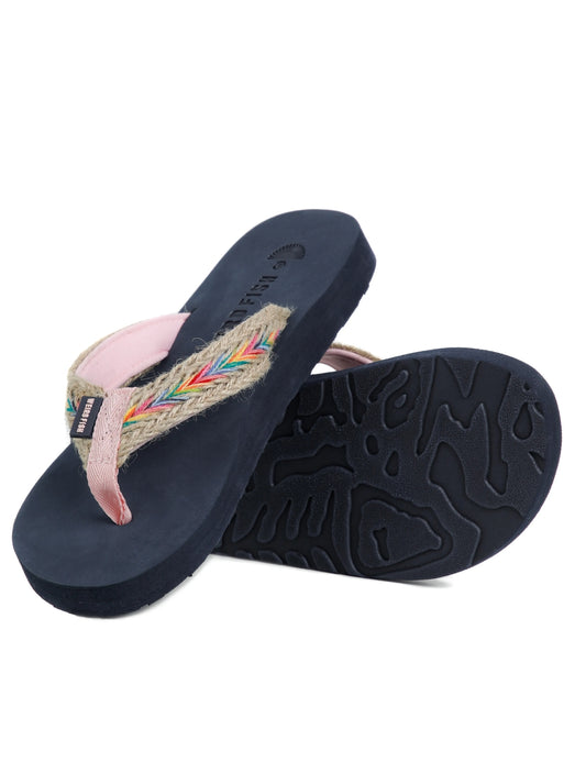 Weird Fish Womens Adila Braided Flip Flops - Navy
