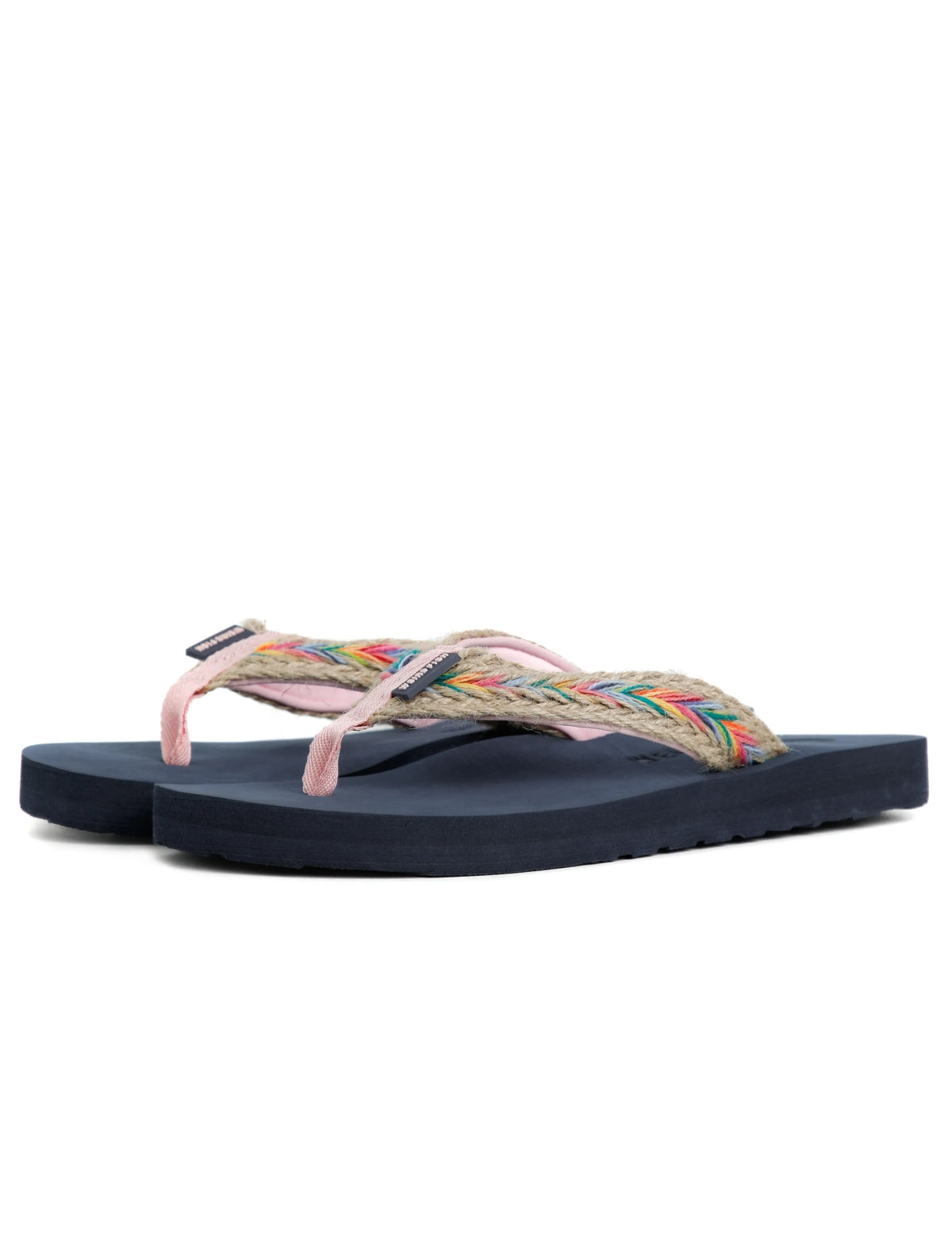 Weird Fish Womens Adila Braided Flip Flops - Navy