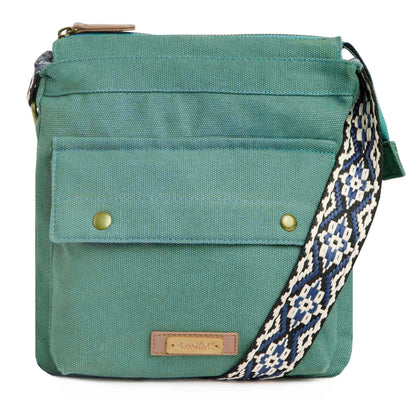 Weird Fish Ataca cross body canvas bag in Dark Jade.