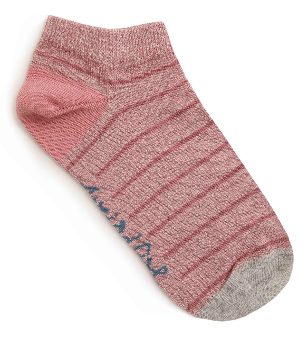 Women's Weird Fish Loretta trainer socks in Pink with a stripe pattern.