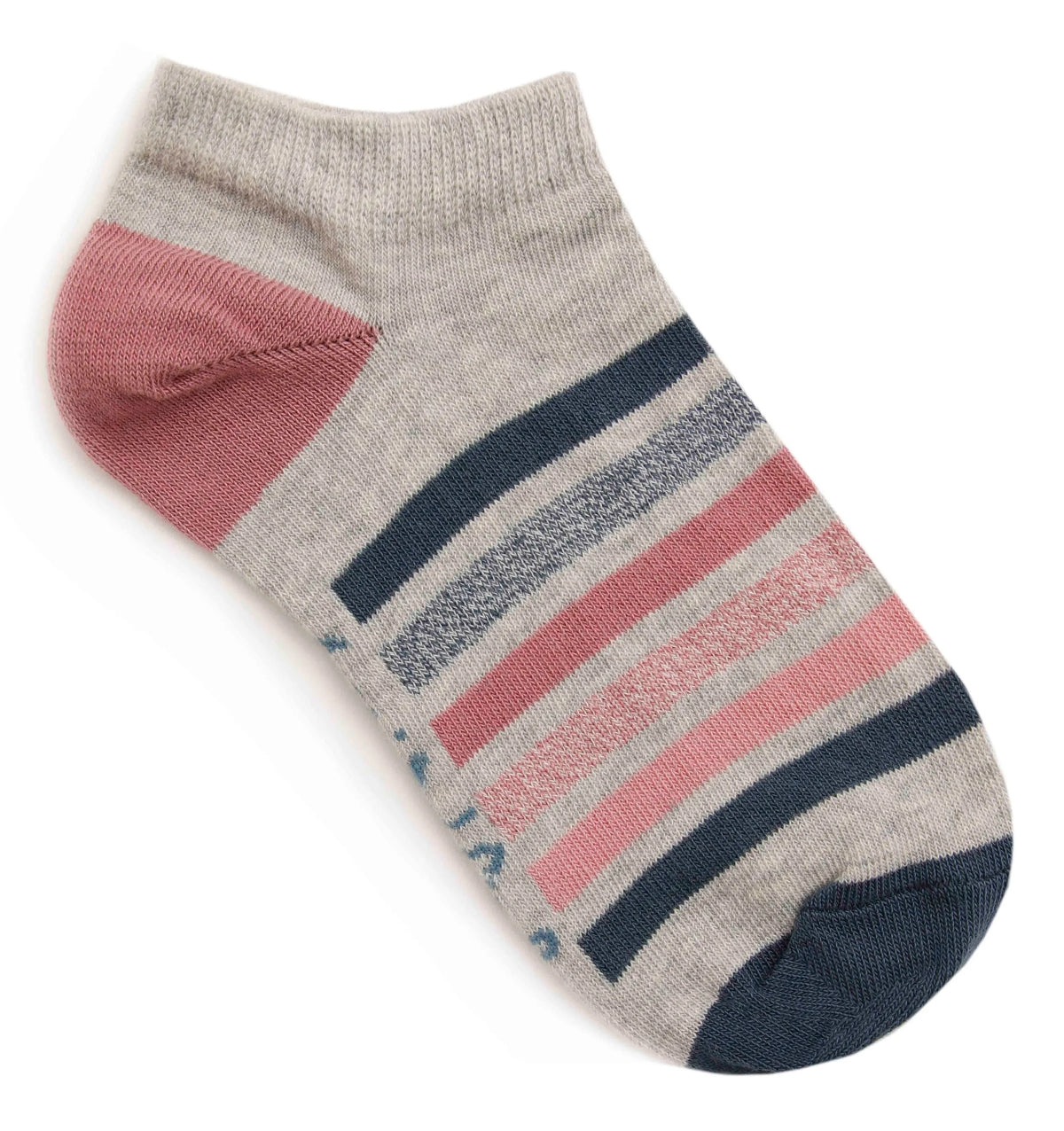 Women's Weird Fish Loretta trainer socks in Grey with a stripe pattern.