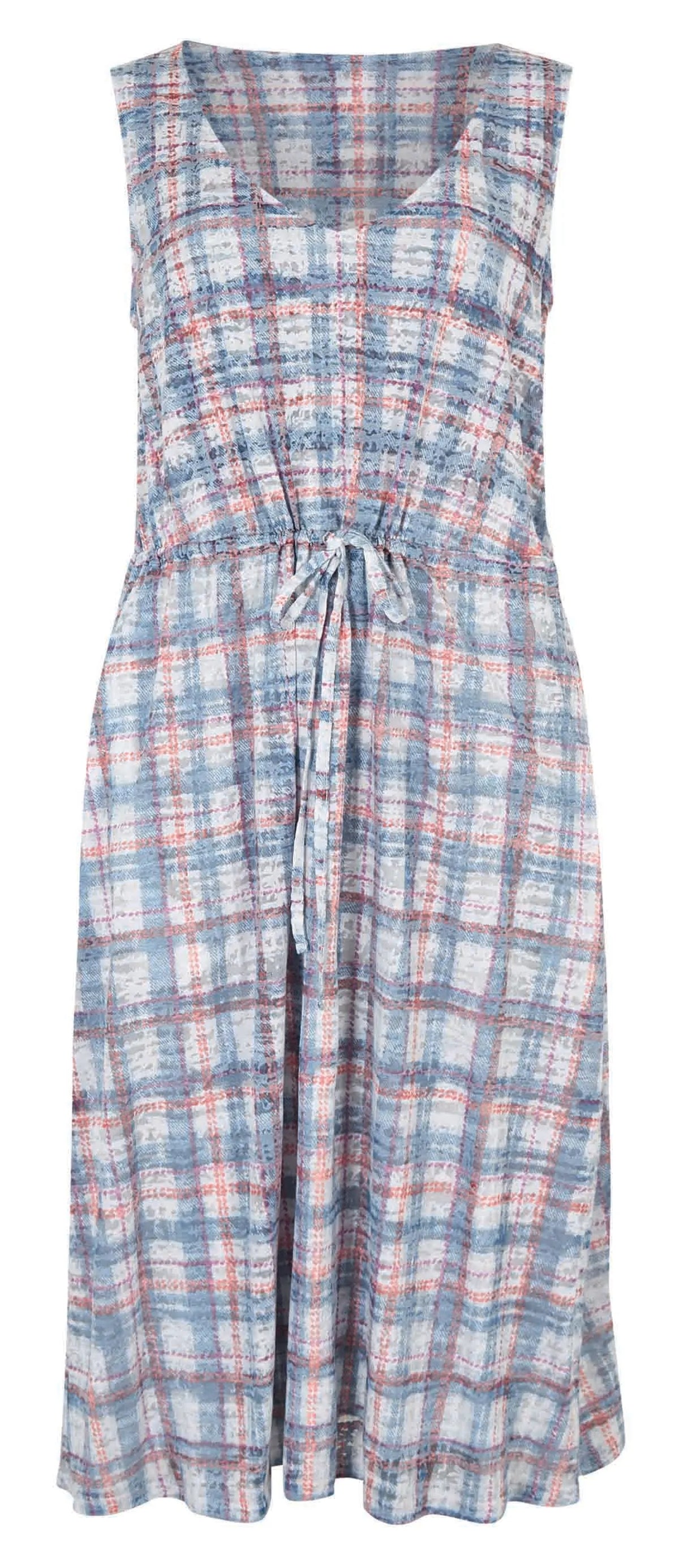 Sleeveless check patterned women's Teresia burnout dress from Weird Fish in blue and red.