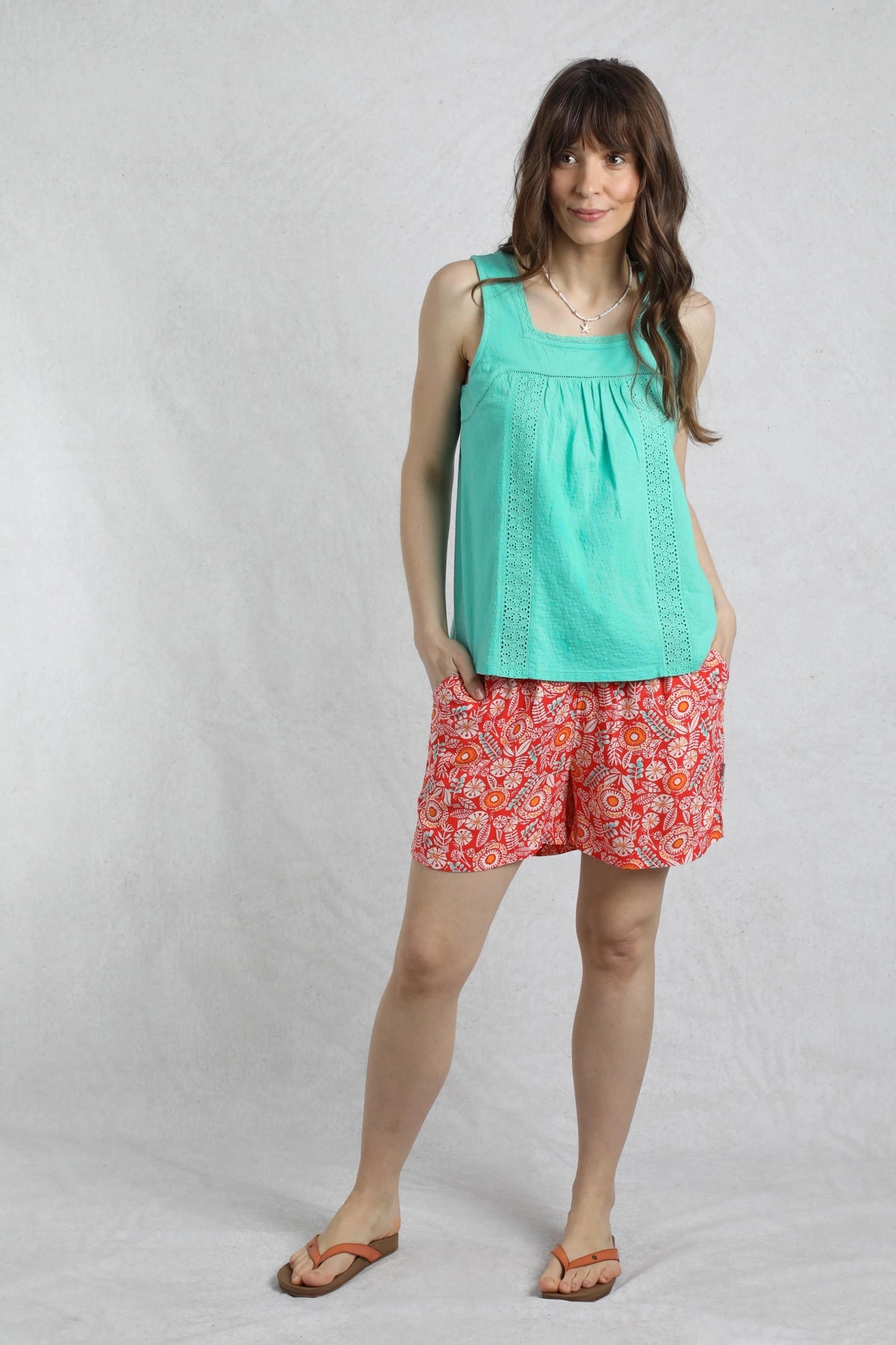 Weird Fish Womens Chelle Square Neck Jersey Vest - Aqua Marine