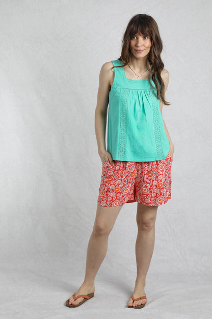Weird Fish Womens Chelle Square Neck Jersey Vest - Aqua Marine