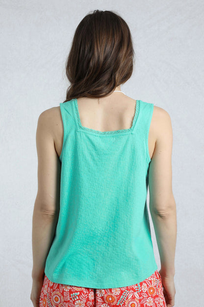Weird Fish Womens Chelle Square Neck Jersey Vest - Aqua Marine