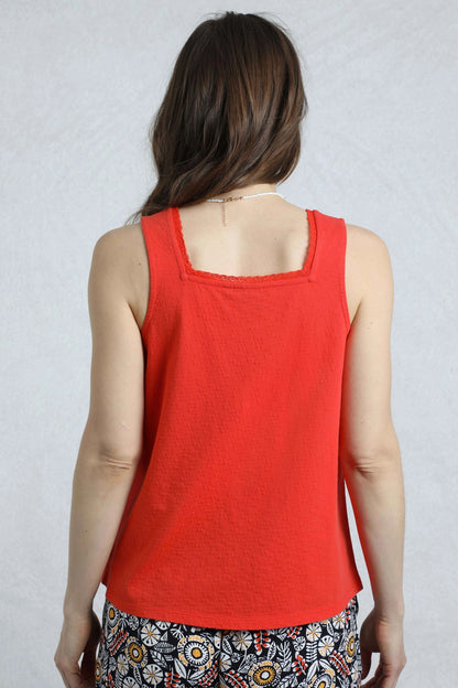 Weird Fish Womens Chelle Square Neck Jersey Vest - Tango Red