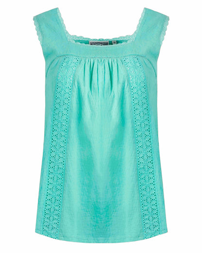 Weird Fish Womens Chelle Square Neck Jersey Vest - Aqua Marine
