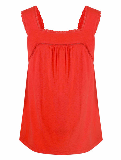 Weird Fish Womens Chelle Square Neck Jersey Vest - Tango Red