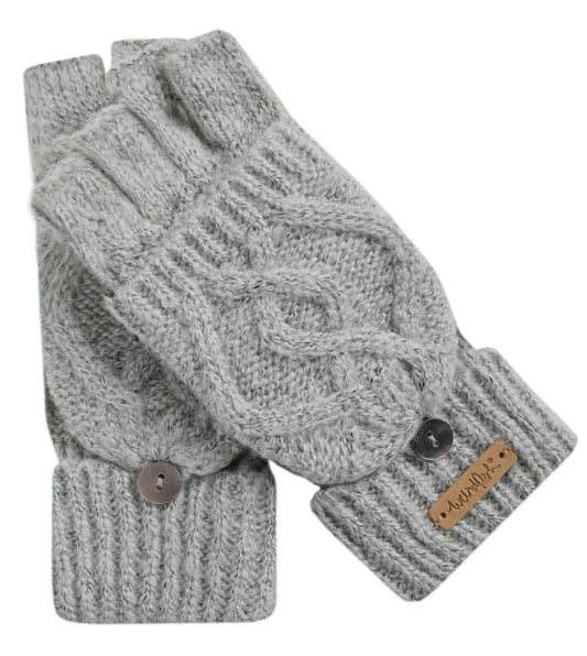 Weird Fish Womens Tally Fingerless Gloves - Pear Grey