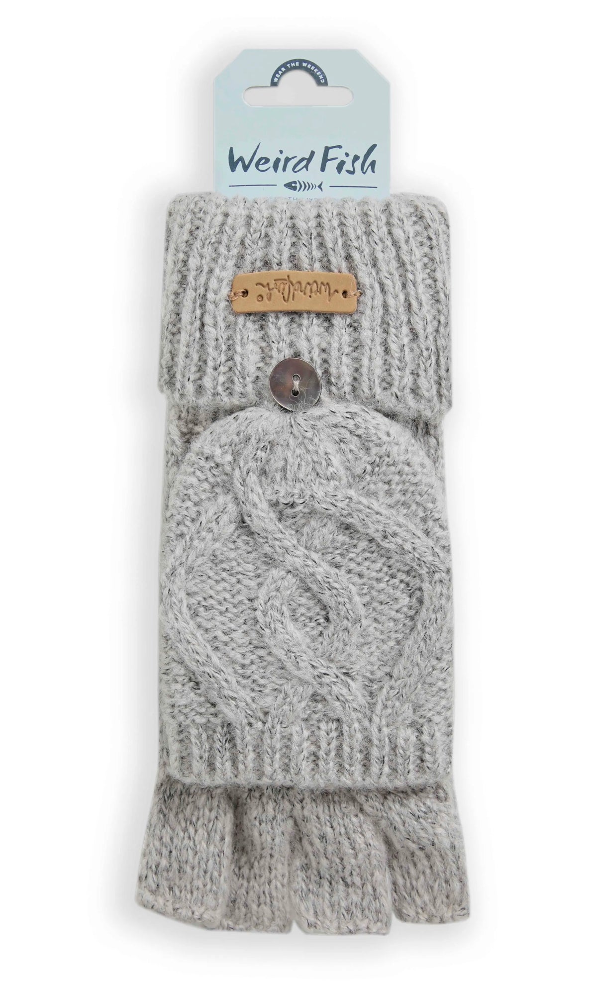 Weird Fish Womens Tally Fingerless Gloves - Pear Grey