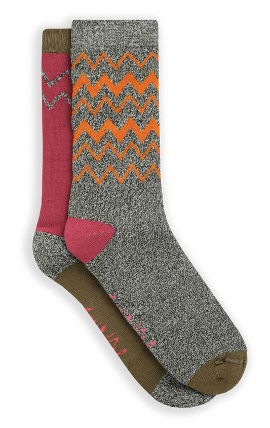 Weird Fish Womens Celia 2 Pack Walking Socks - Olive Green