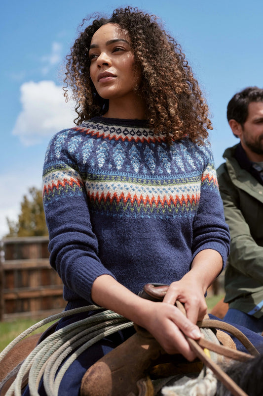Weird Fish Womens Lowell Fair Isle Jumper - Navy