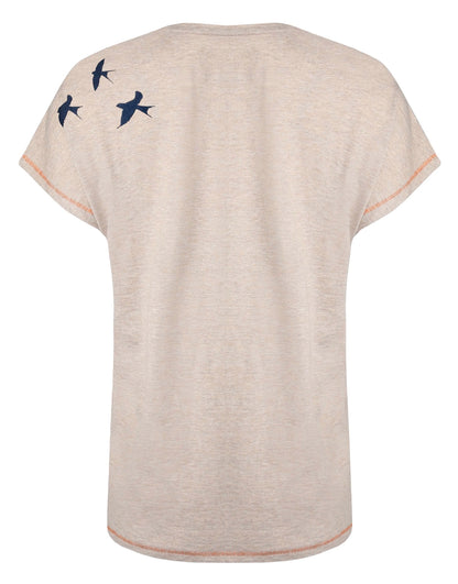 Weird Fish Womens Swirling Swallows Printed T-Shirt - Sand Dune