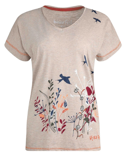 Weird Fish Womens Swirling Swallows Printed T-Shirt - Sand Dune