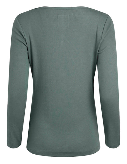 Weird Fish Womens Maine Ribbed Long Sleeve Tee - Army Green