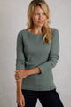 Weird Fish Womens Maine Ribbed Long Sleeve Tee Army Green