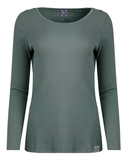 Weird Fish Womens Maine Ribbed Long Sleeve Tee - Army Green