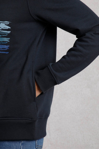 Weird Fish Womens Topaz Horse Print Popover Hoodie - Navy