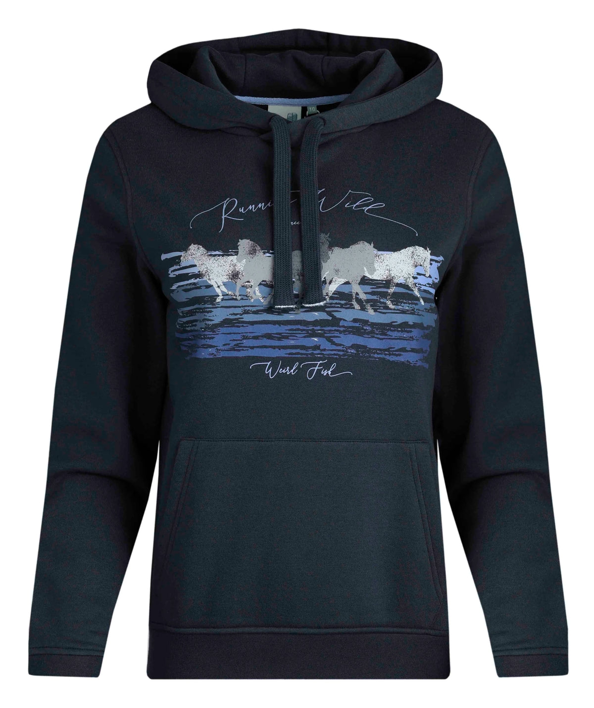 Weird Fish Womens Topaz Horse Print Popover Hoodie - Navy