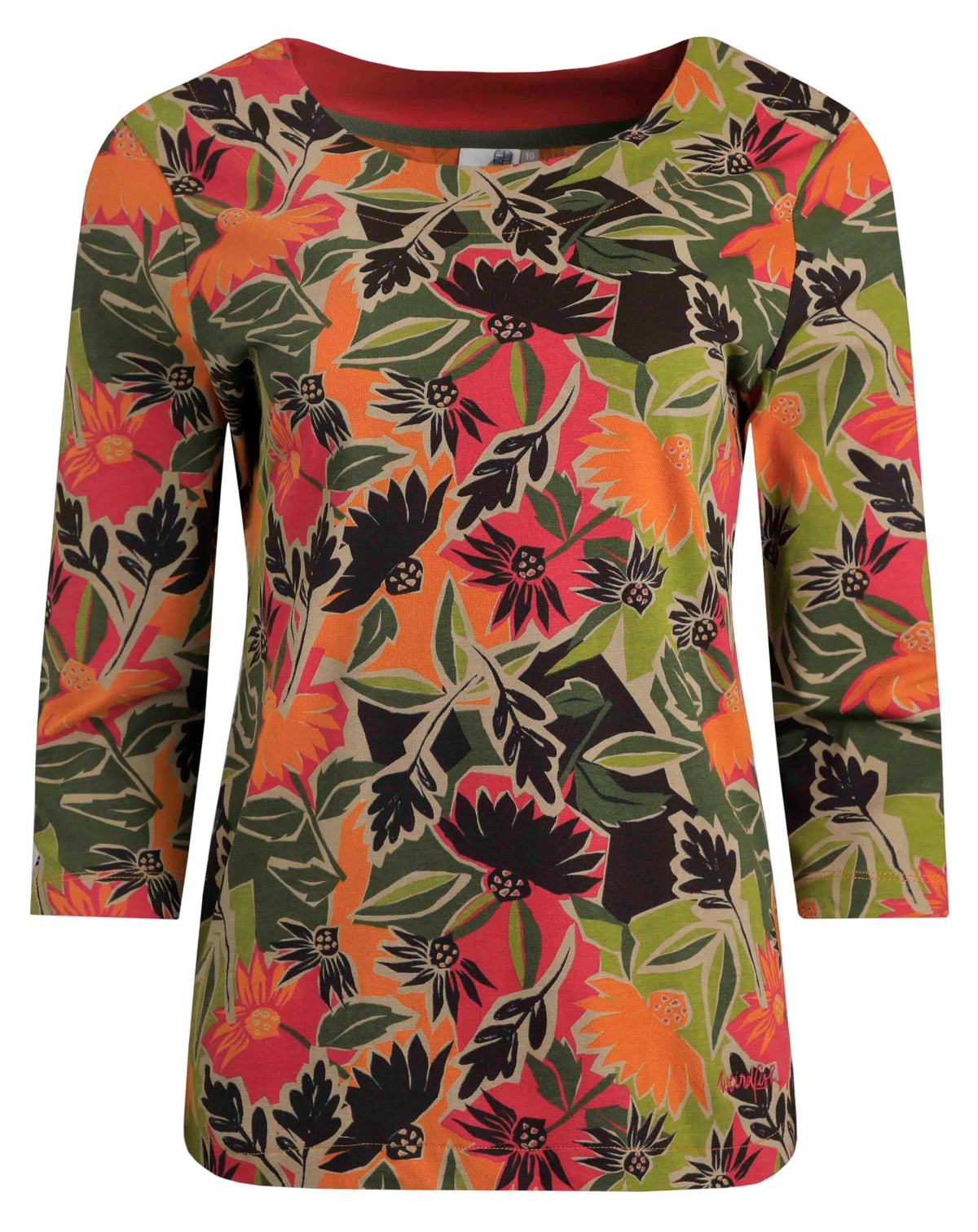 Weird Fish Womens Pinto Floral Print Jersey Tee - Brick Orange
