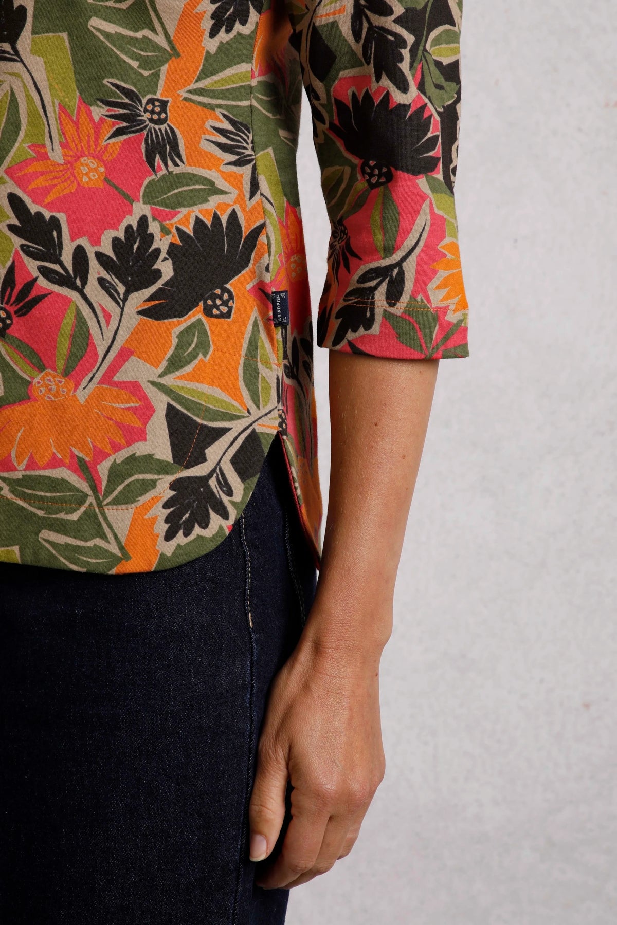 Weird Fish Womens Pinto Floral Print Jersey Tee - Brick Orange