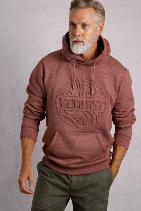Weird Fish Mens Perranporth Embossed Grindle Hoodie - Nut