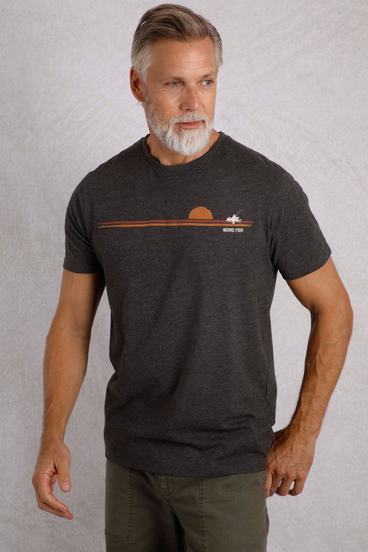 Weird Fish Mens Fishing Print Tee - Chocolate