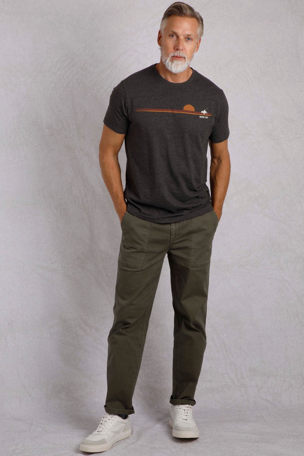 Weird Fish Mens Fishing Print Tee - Chocolate