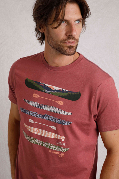 Weird Fish Mens Lake Life Printed Tee - Nut