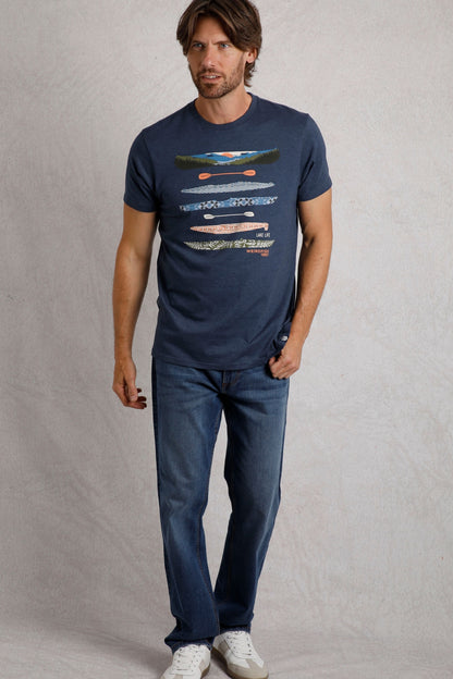 Weird Fish Mens Lake Life Printed Tee - Dark Blue