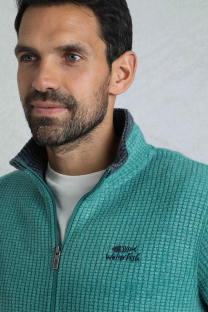 Weird Fish Mens Shires Full Zip Grid Fleece - Viridis