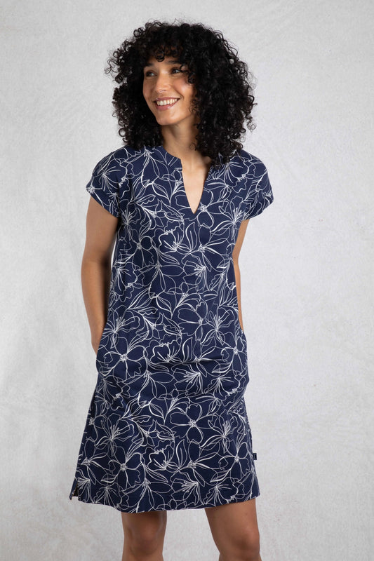 Weird Fish Womens Suffolks Printed Jersey Dress	- Dark Navy